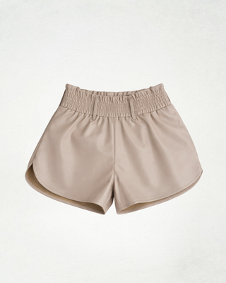 YASMIN faux leather ruched shorts BEIGE