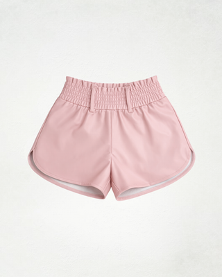 YASMIN faux leather ruched shorts PINK