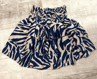 POLLY print ruffle tiered rara skirt NAVY